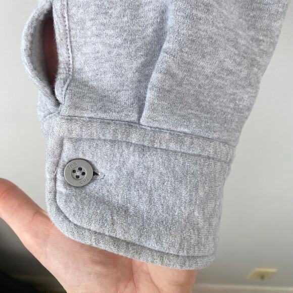TNA Cozy Fleece‎ Boyfriend Cropped Button Up Heather Gray Shacket Size Medium - Picture 7 of 12